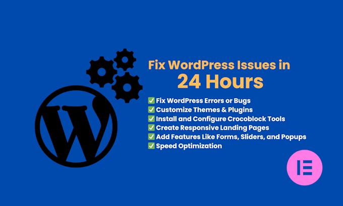 Gig Preview - Fix wordpress issues or customize your website in 24 hours