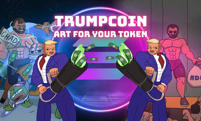 Gig Preview - Create digital art for crypto token with a donald trump