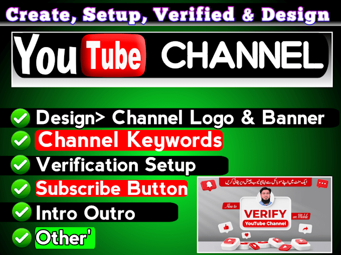 Gig Preview - Create and setup youtube channel with logo, intro and outro