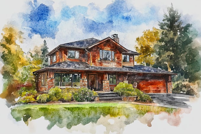 Bestseller - create watercolor portrait of your house from your image