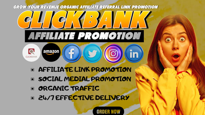 Gig Preview - Do affiliate referral link promotion, clickbank referral link promotion, amazon