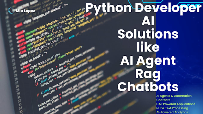 Gig Preview - Be your python developer expert for ai, ai agents, rag, llms