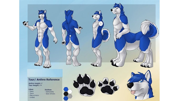 Bestseller - draw custom furry reference sheet, anime oc nsfw sfw vtuber art manhwa style