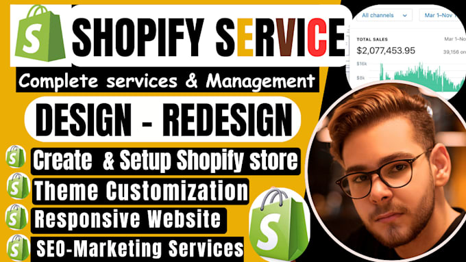 Gig Preview - Setup shopify store, create shopify dropshipping store customize shopify website