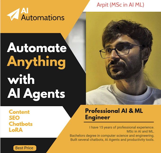 Gig Preview - Do ai automation, ai agents, chatbots, SEO content, lora