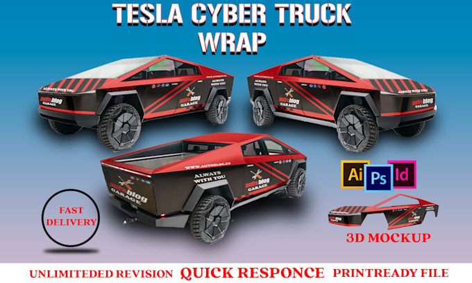 Bestseller - do tesla cyber truck wrap design, truck or box trailer wrap, vehicle wrap design