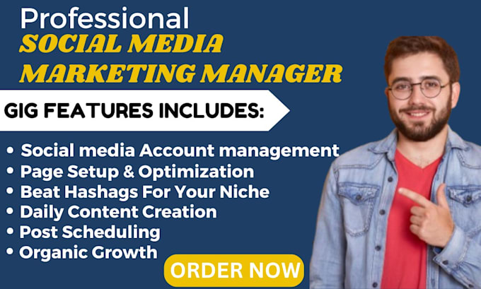 Gig Preview - Be your social media marketing manager, content creator social media marketing