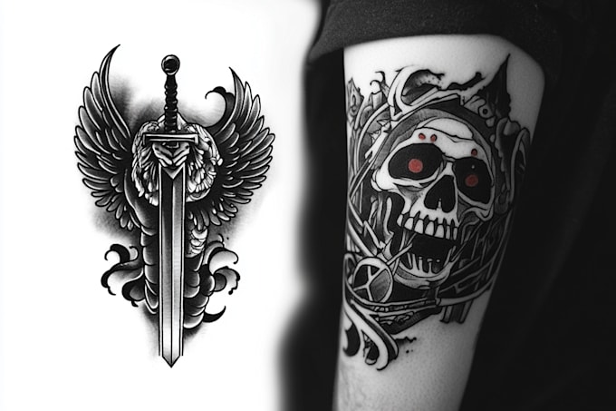 Gig Preview - Design a tattoo in black and white or in color