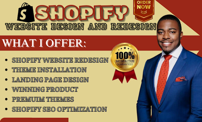 Gig Preview - Shopify website redesign shopify website design shopify store design or redesign