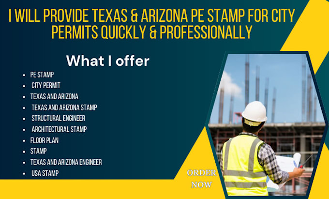 Gig Preview - Provide texas and arizona pe stamp for city permits quickly and professionally