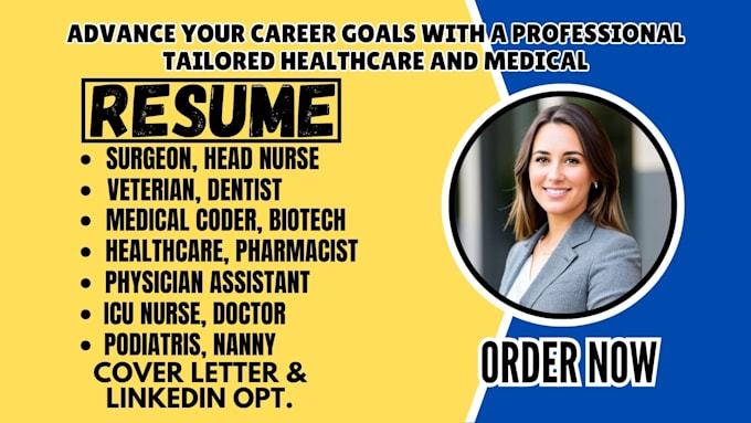 Gig Preview - Deliver expert resume writing for medical and healthcare professionals