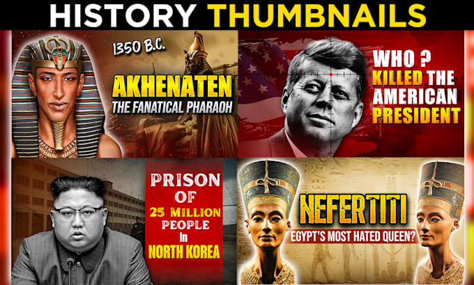 Gig Preview - Design eye catchy youtube thumbnails for history channels