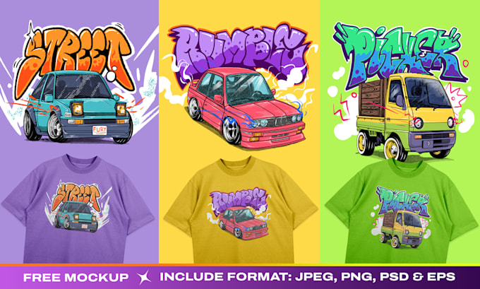 Gig Preview - Create car illustration with graffiti style