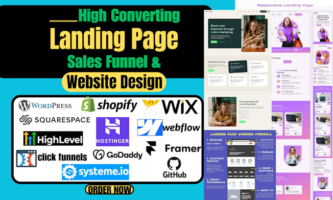 Gig Preview - Do elegant and engaging godaddy, figma, wix, squarespace landing page design