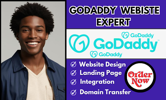 Gig Preview - Design godaddy website godaddy website redesign godaddy airo redirect godaddy