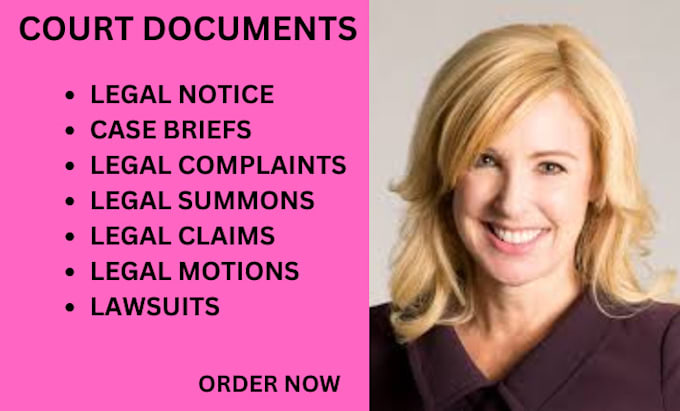 Gig Preview - Draft court motions, lawsuit, complaint, petitions, appeal, summon, case briefs