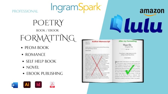 Gig Preview - Format poetry book, poem self help, romance novel non fiction kdp ebook publish