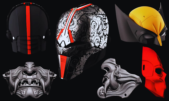 Gig Preview - Sculpt 3d cosplay mask 3d armour oni mask 3d helmet 3d cyberpunk for 3d printing