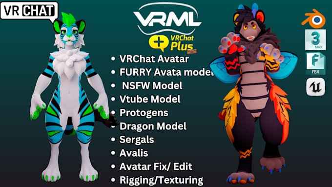 Bestseller - model 3d vrchat avatar, vtuber model, furry ,fursuit, fursona, protogens