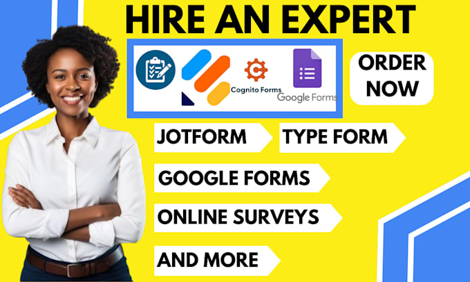 Gig Preview - Create jotform, google form, type form, online form, cognito form, survey