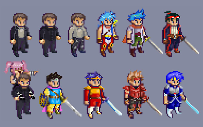 Gig Preview - Make pixel art logo 8 bit 16 bit pixel art assets retro, rpg character sprites