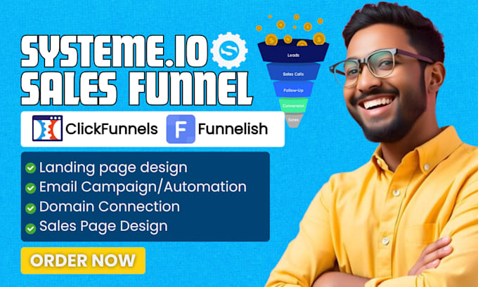 Gig Preview - Design systemeio automation and systemeio sales funnel with systeme landing page