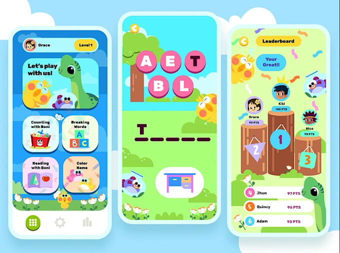 Gig Preview - Kids game app development mobile app educational app kid learning app ui design