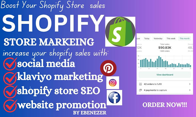 Gig Preview - Do shopify marketing,boost shopify sales dropshipping promotion store manager