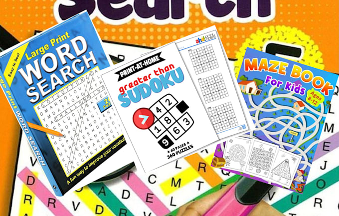 Gig Preview - Create maze book word search puzzle crossword book for children activity book