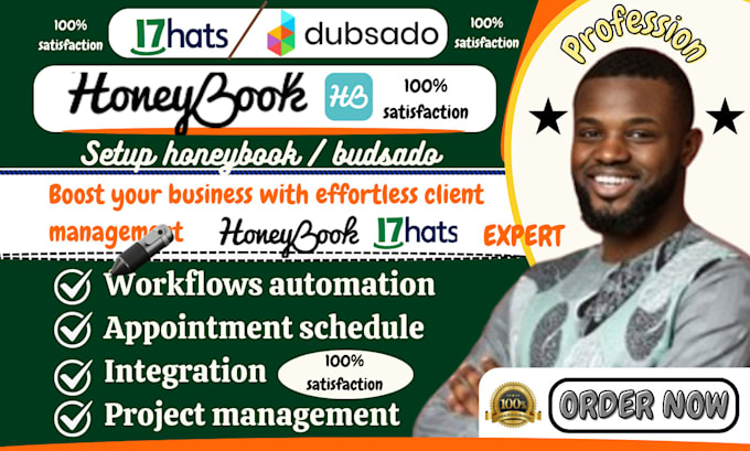 Gig Preview - Setup honeybook automation workflow, 17hat dubsado acuity, project management