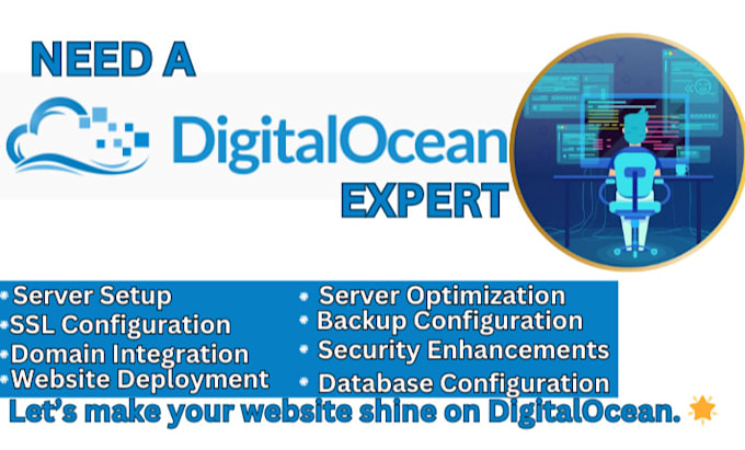 Gig Preview - Setup your website on digital ocean cloud server and fix digitalocean error