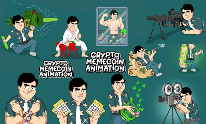 Gig Preview - 2d memecoin animation, 2d crypto meme video, funny crypto memecoin gif animation