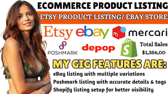 Gig Preview - Do product listing product lister on ebay shopify poshmark, etsy and all stores