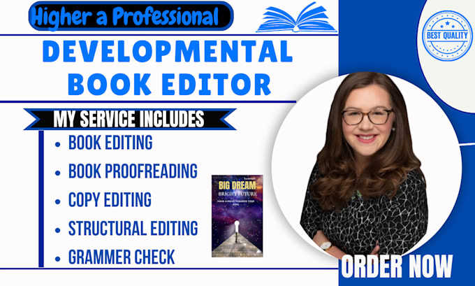 Gig Preview - Be developmental book editor, proofread book formatting for fiction, nonfiction