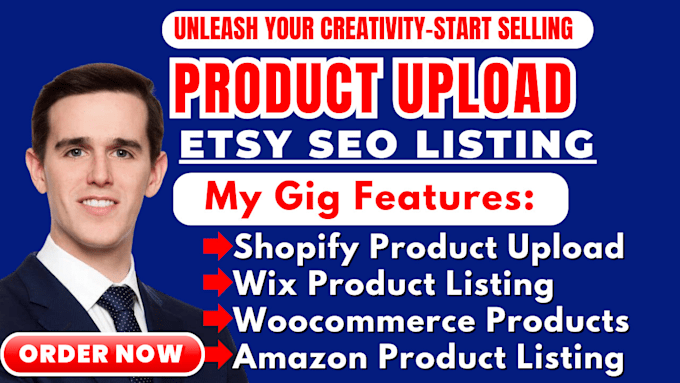 Gig Preview - Upload products, or add products to shopify woocommerce wix amazon etsy store