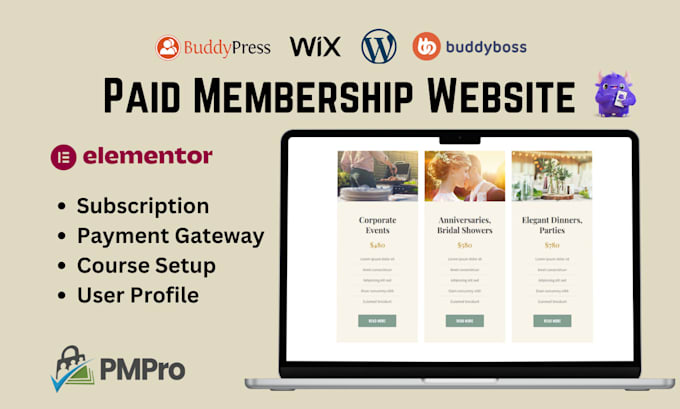 Gig Preview - Build paid membership website ultimate member membership pro bubbypress