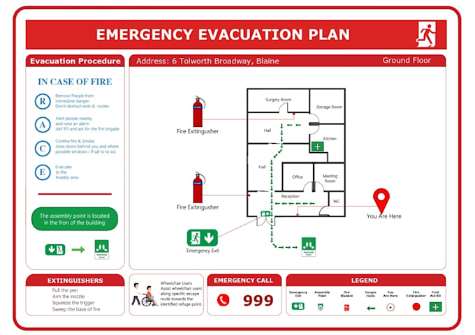 Gig Preview - Design fire sprinkler emergency evacuation floor plans map and fire safety plans