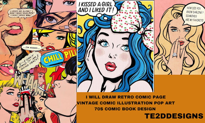 Gig Preview - Draw retro comic page vintage comic illustration pop art 70s comic book design