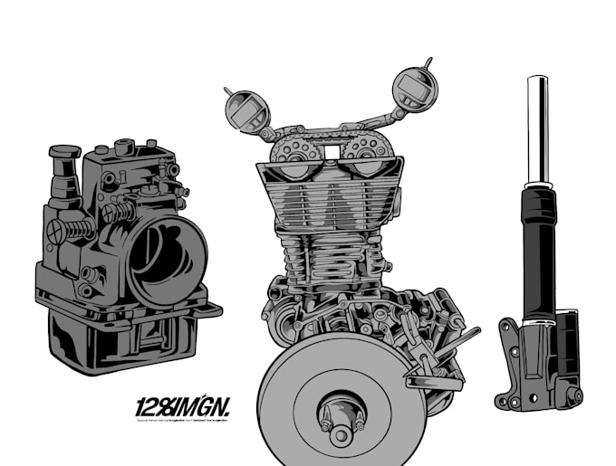 Gig Preview - Draw vector illustration any engine or object for product