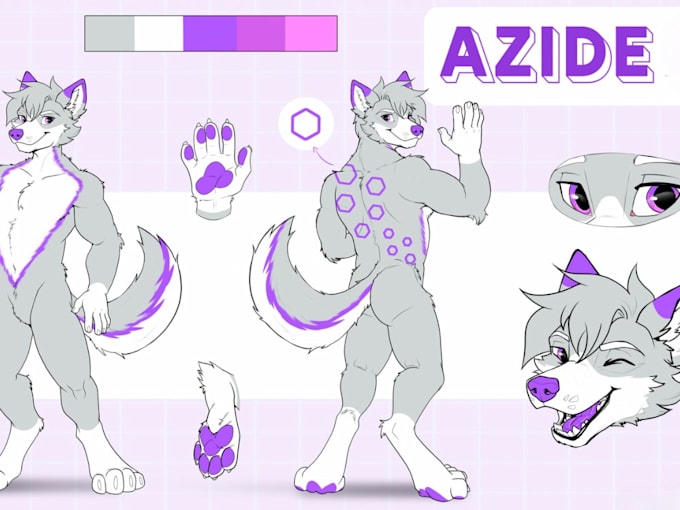 Gig Preview - Draw custom furry reference sheet, vtuber, fursona ref sheet character design oc