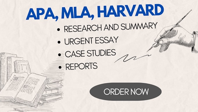 Gig Preview - Do urgent essay writing apa, mla, harvard style on any topic