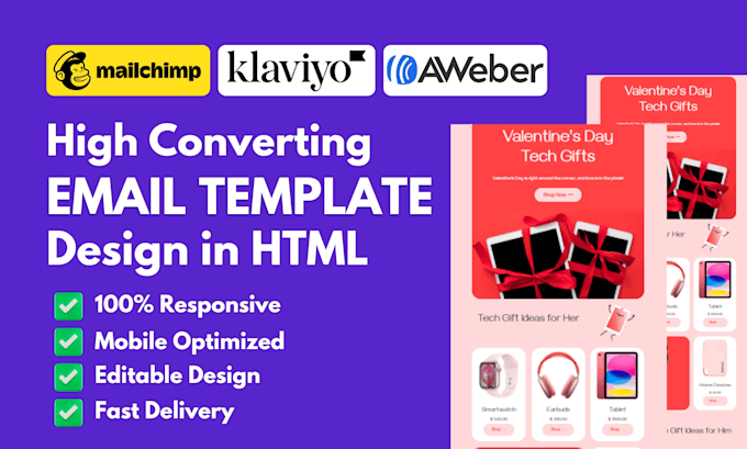 Gig Preview - Design professional HTML email template or klaviyo newsletter