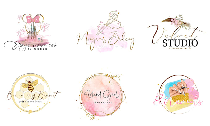 Gig Preview - Design feminine hand drawn boho watercolour logo design