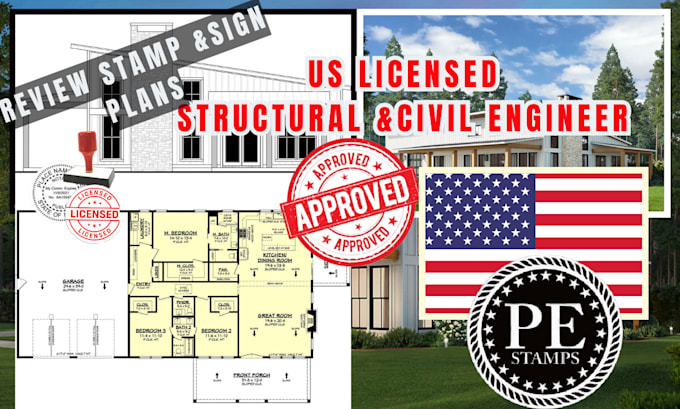 Gig Preview - California stamp licensed structural engineer, mep architect floor plan pe stamp