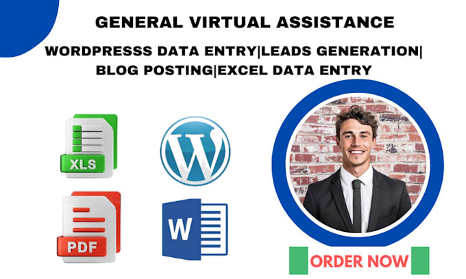 Gig Preview - Be virtual assistant for lead,blogposting wordpress data entry, copy paste work