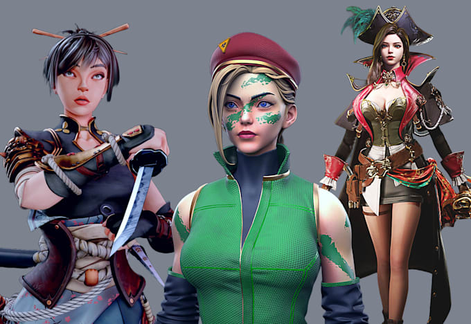 Gig Preview - 3d game character modeling stylized character design 3d model in blender unity