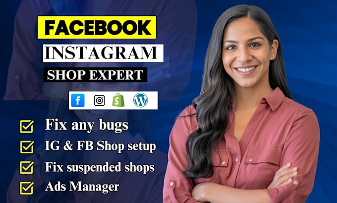 Bestseller - setup facebook shop, instagram shop, fb ads, create, manage meta business suite