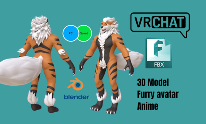 Gig Preview - Do 3d model vrchat furry avatar vrc character model vtuber