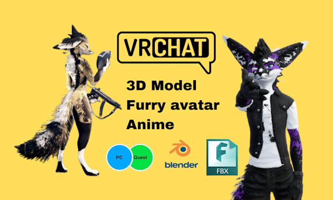 Gig Preview - Do vrchat avatar furry anime vrc character 3d model vtuber