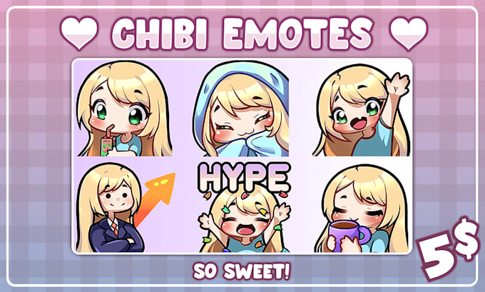 Gig Preview - Make customized emotes for your twitch, discord, youtube